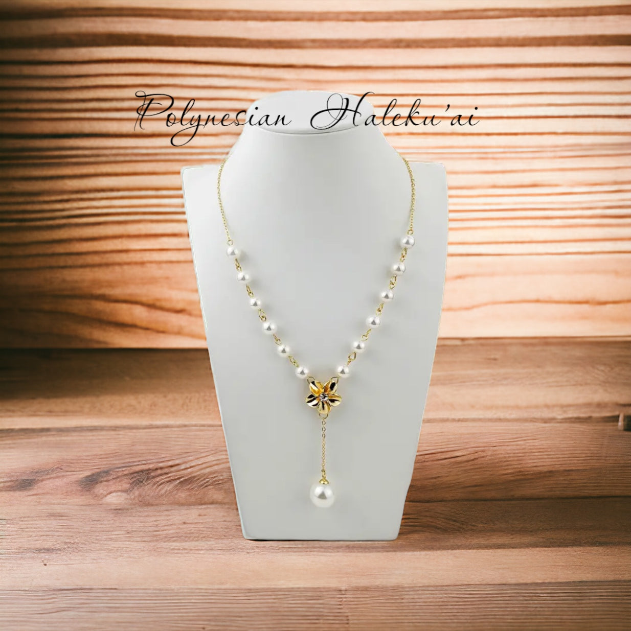 Plumeria Lariat Necklace Set