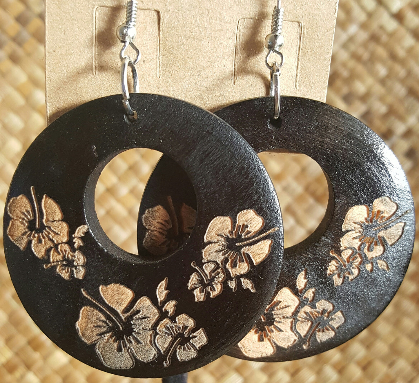 HIBISCUS WOOD EARRINGS
