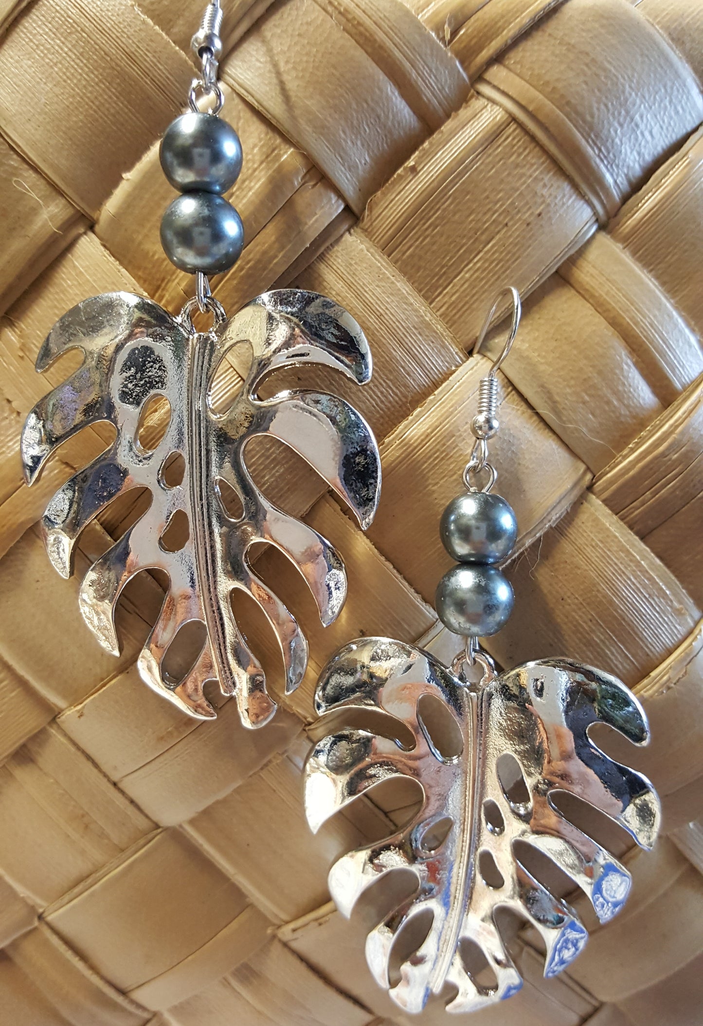 Large Monstera Earrings