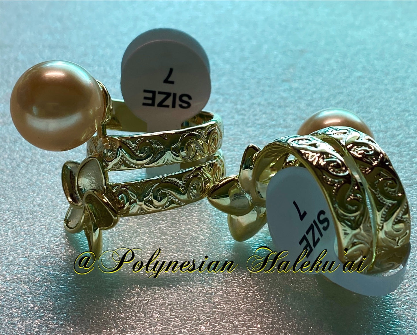 Plumeria Pearl Ring (Peach)