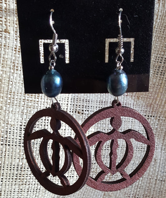 Wooden Turtle Earrings