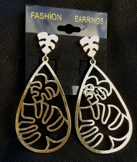Teardrop Monstera Earrings