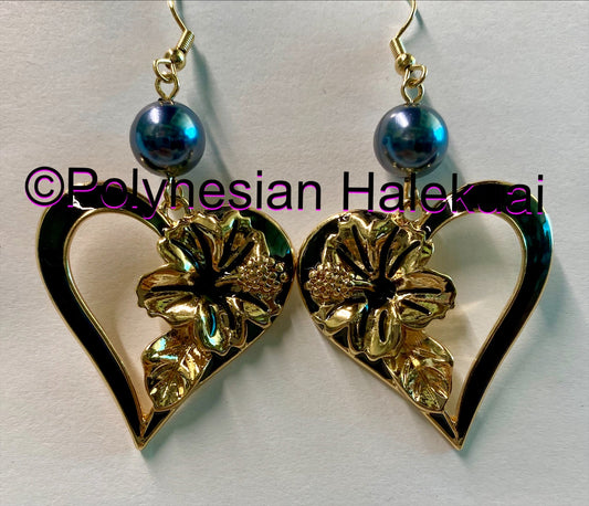 Hibiscus Heart Earrings
